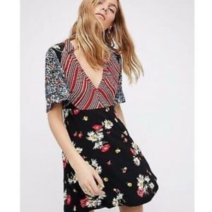 Free People Striped Floral Print Mini Dress